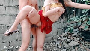 Pinay Open-air Quickie Sexual congress with an increment of Creampie - Kantutan sa Bakanteng Lote