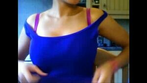 Steaming Indian Female Demonstrates her funbags on web cam