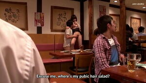 Japanese group sex in restaurant