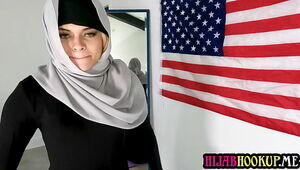 Arab hijab teenage Fate Cruz deep-throats and plumbs her intimate trainer to thank him after the exercise