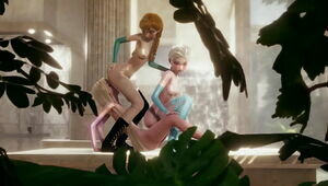 Disney Hermaphroditism Three-way - Elsa Anna and Rapunzel