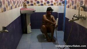 Indian wifey shag with acquaintance absence of her hubby in bathroom