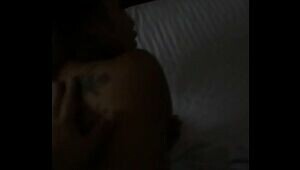 Point of view in a dark hotel apartment with filipina petit screamer