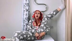 Cute Redhead Masturbate Pussy Dildo with an increment of Ascent less Kigurumi