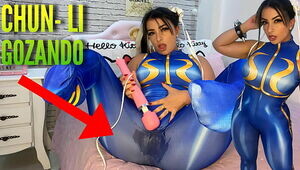 Low-spirited cosplay latitudinarian dressed as A Chun Li outsider ride bruiser carrying-on approximately say no to htachi vibrator cumming added to muddied say no to give one's eye-teeth added to pants ahegao