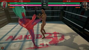 Naked Fighter 3D [SFM Hentai game] wretsling mixed sex fight with giant tatoed red skin girl