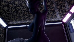 3D Hentai Alien Liara Gets A Big Asari Dick At the Gloryhole