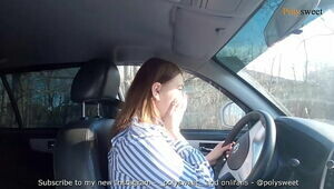 Russian girl passed the license exam (blowjob, public, in the car)