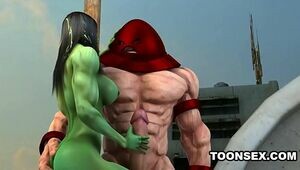 3D Toon Mutant Babe Gets Fucked Hard Outdoors