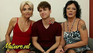 2 Insane Mature Housewives Tricking a Toyboy Into a Molten 3 way