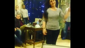 arab chick dancing with pals in Cafe