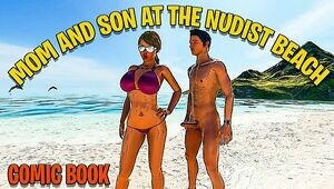 step MOTHER AND SON ON A NUDIST BEACH