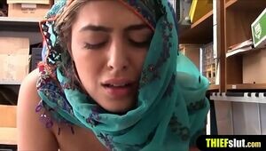 Super-cute muslim dame in a hijab gets banged on a mall CCTV