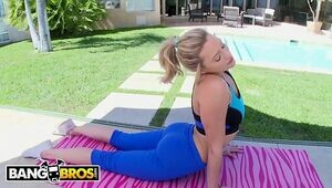 BANGBROS - Phat Rump white girl Sex industry star Mia Malkova Does Yoga Before Juggling Her Giant Rump On Shaft (POV)