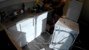 Horny wife seduces a plumber in the kitchen while her husband at work.
