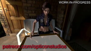 3 dimensional Claire Redfield from Resident Evil being Smashed Rock-hard against a table Futa WIP (plz read comment) - by OpticonStudios
