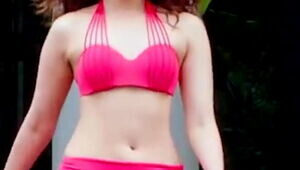 (Edit zoom slow motion) Indian actress Tamannaah Bhatia torrid melons belly button in swimsuit and half-top in F2   gams melons bosom That is Mahalakshmi