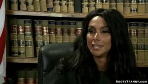 Latina she-male judge drills offender