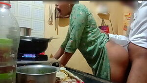 Indian cool wifey got porked while cooking